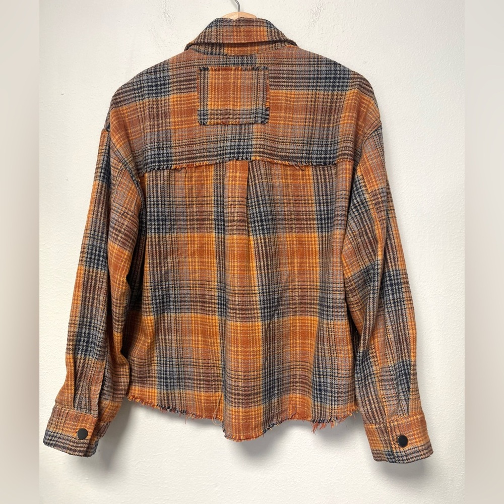 Plaid Orange and Blue Women's Shirt - Picture 4 of 8